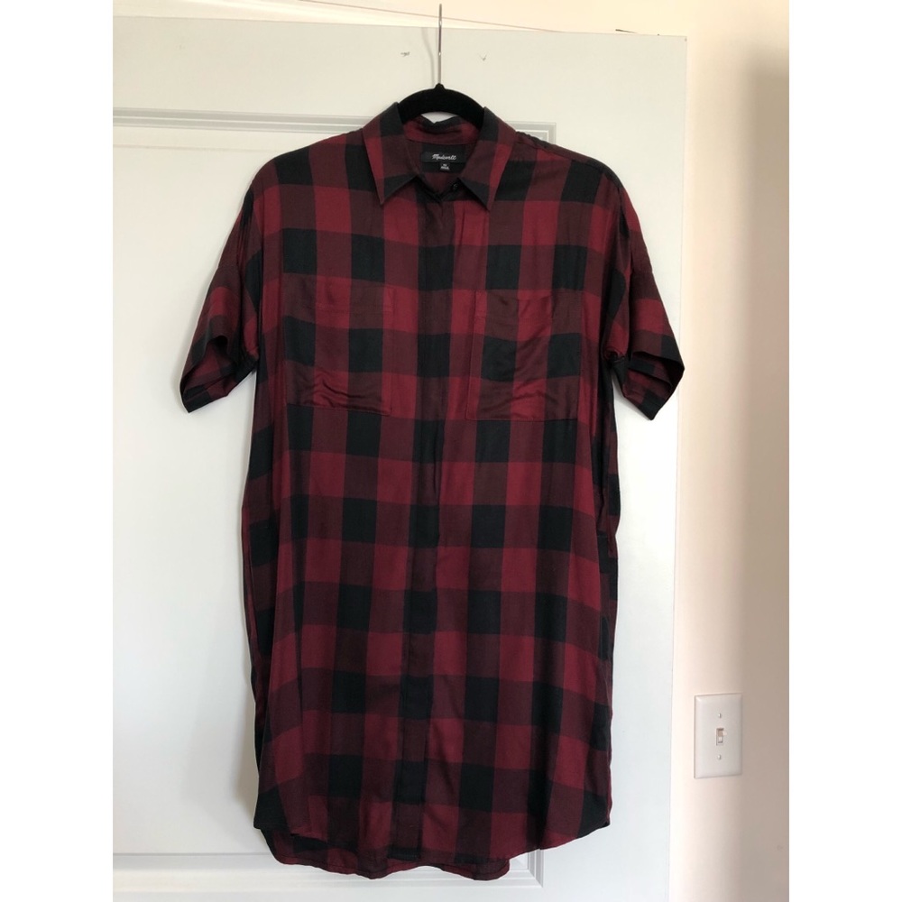 Madewell Courier Shirtdress Burgundy Buffalo Check